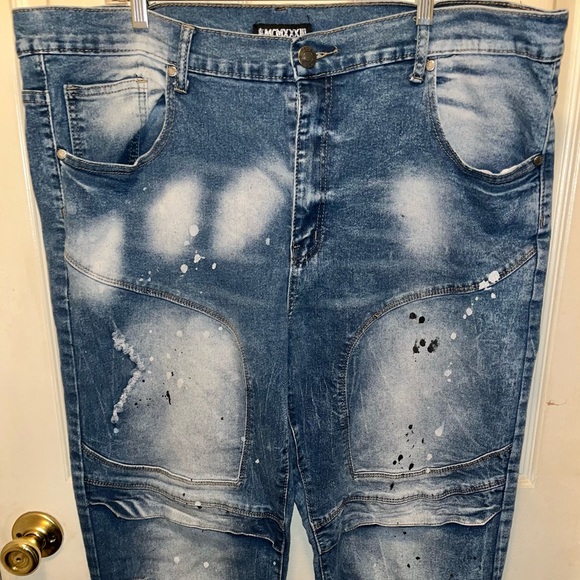 RED APE MCMXXXIII Distressed Paint Splattered Denim Jeans. Waist 46. Inseam 31.5 - Picture 2 of 9